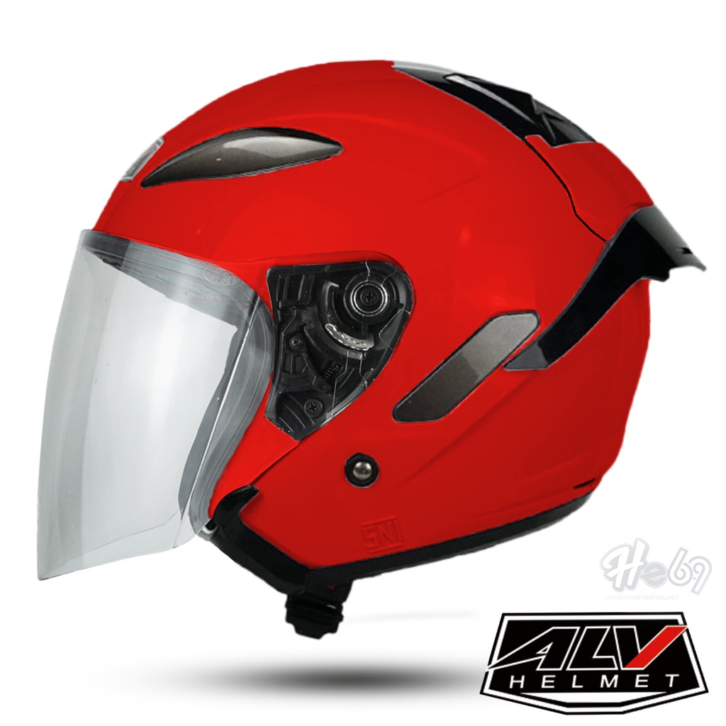 Helm Half Face ALV Polos Kaca Bening / Helm Pria Dan Wanita Dewasa SNI DOT COD