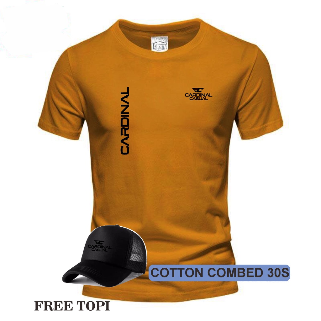 kaos cotton combed ( Free Topi ) kaos Distro cotton combed 100% cardinal cs black / kaos print / kao