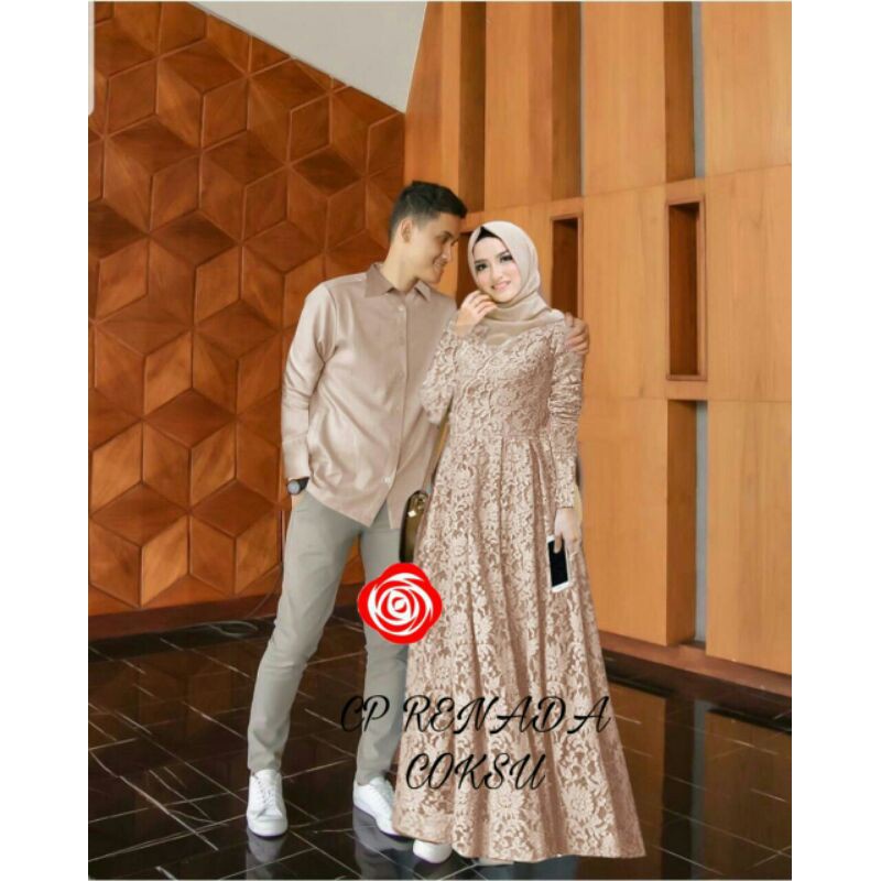 Couple Marvina Dm Gamis Wanita Vianne Gamis Full Brukat Cp Renada - 28
