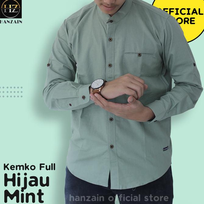 TERBARU BAJU KEMEJA KOKO KEMKO LENGAN PANJANG KATUN - HIJAU MINT - HANZAIN /BAJU KOKO PRIA/BAJU KOKO