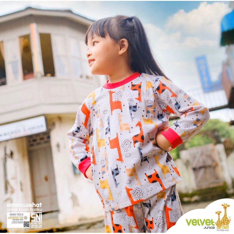 Baju Bayi Setelan Piyama Panjang Anak Bayi Velvet Junior Courage 1pcs