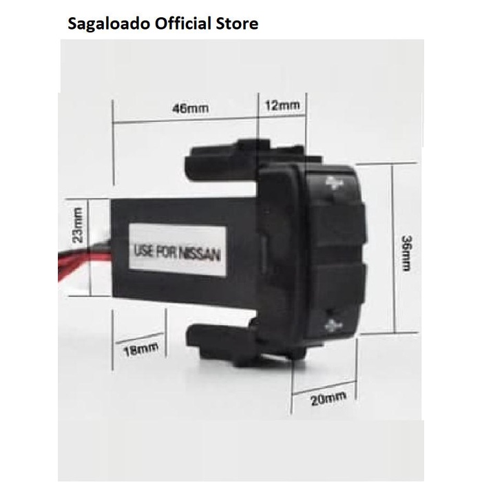 36 x 20 mm Charger / colokan dual USB port mobil NISSAN PLUG & PLAY