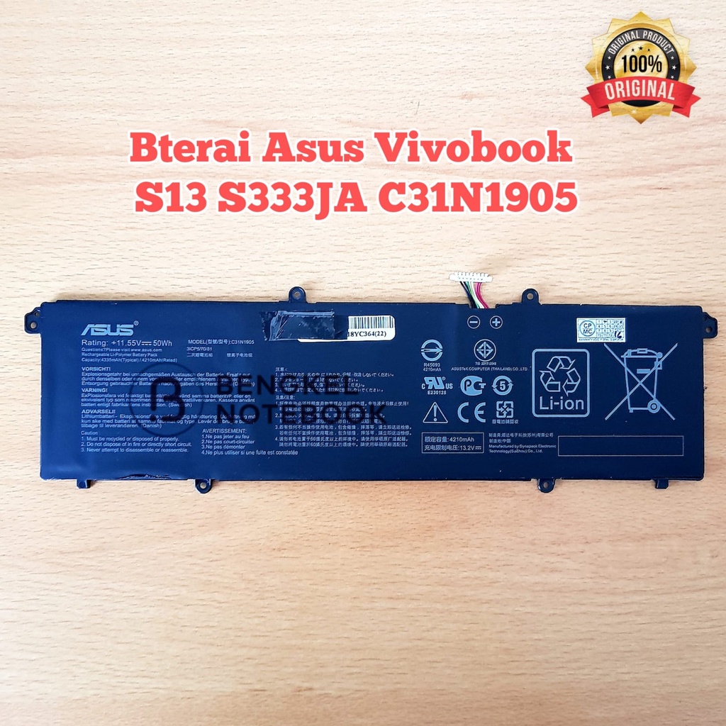 Baterai Asus Vivobook S13 S333JA S14 M433 S433 S433FL S15 S533 S533EQ K533F S433FL S521FA S533FL V533F C31N1905