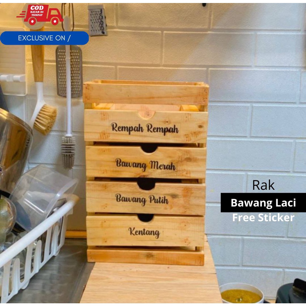 Rak bawang Laci Susun Kekinian / Rak bumbu dapur kayu minimalis