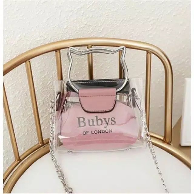 PROMO 7.7 - BUBYS OF LONDON FASHION TAS SELEMPANG HANDBAG PVC 2IN 1 TRANSPARAN UNTUK WANITA