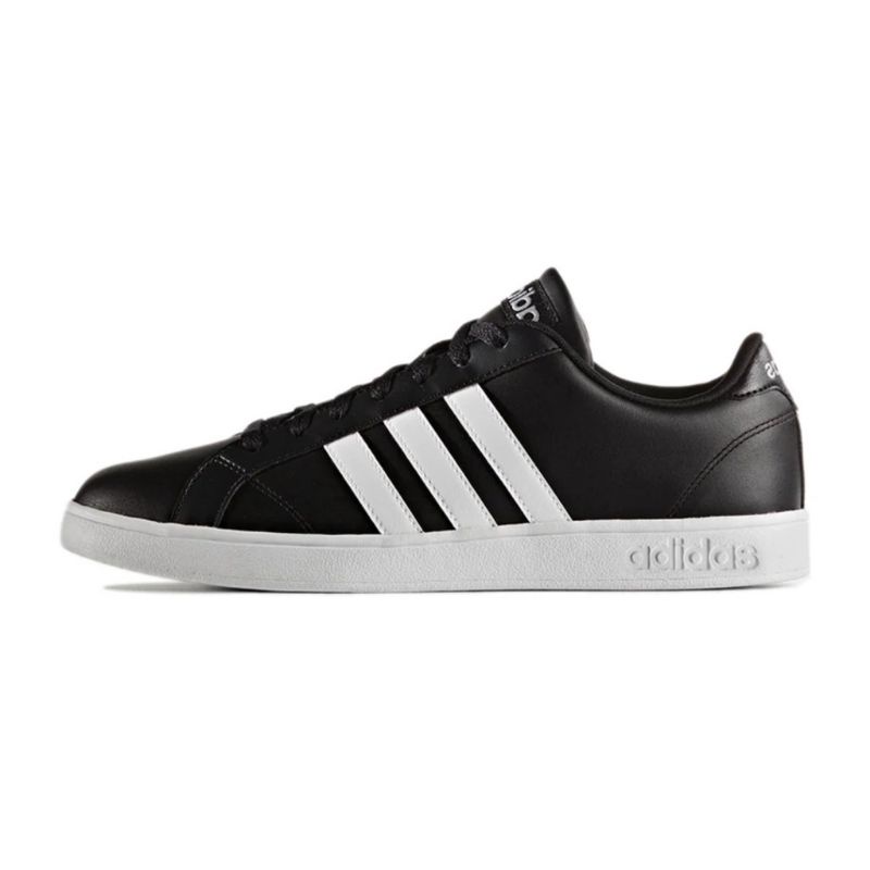 Adidas Neo Leather Baseline Black White ORIGINAL Sneakers Sepatu Casual Pria Wanita Unisex Hitam Put