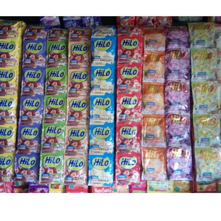 

Meroket Hilo coklat / chocolate, banana, taro, white, hazelnut, thai tea, ketan item, teller, pisang ijo, 10 saset