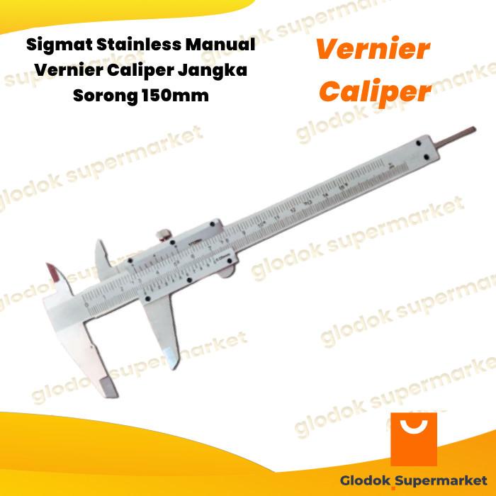Terlaris Sigmat Stainless Manual Vernier Caliper Jangka Sorong 150Mm