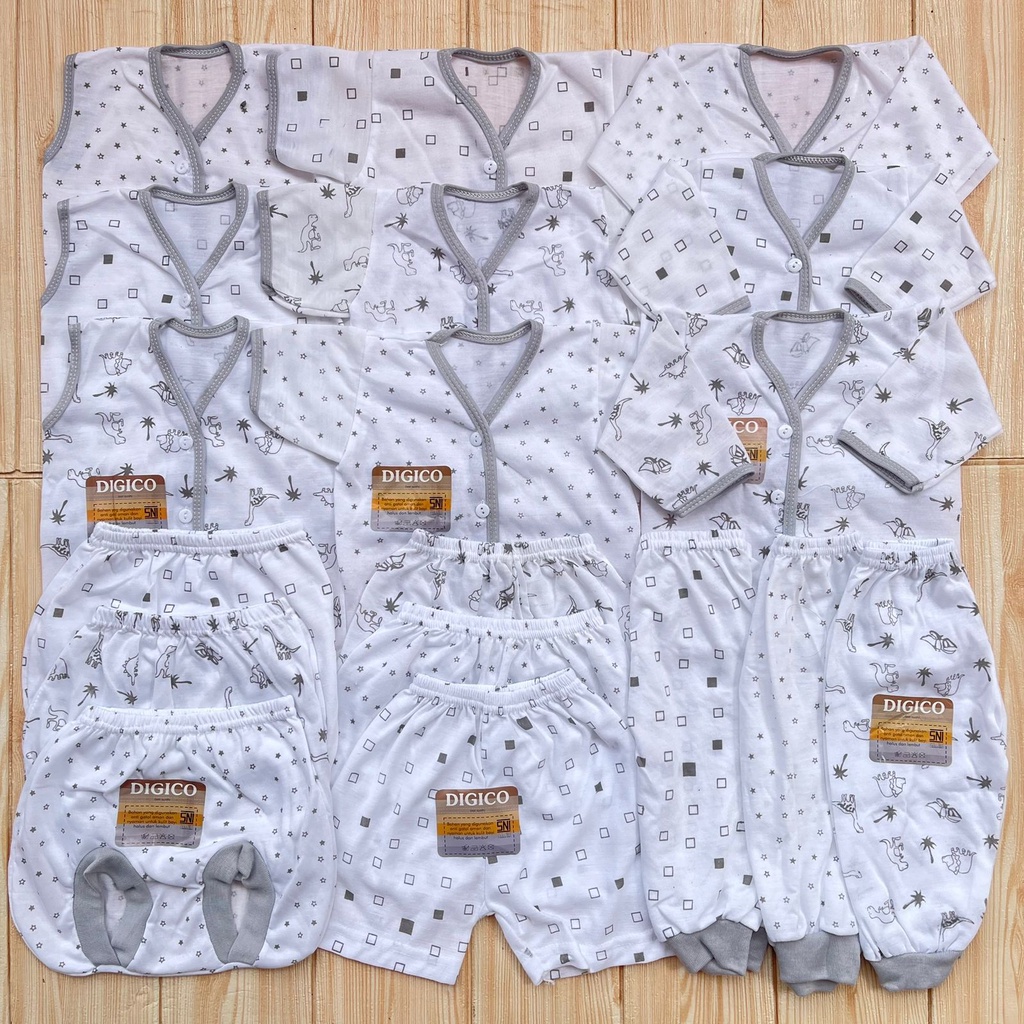 Paket Baju Bayi 18 Pcs 0-4 Bulan Setelan Bayi Newborn Model Bis 9 Stel Baju Bayi Double Knit Katun Tebal Lembut Paket Lahiran Anak Perempuan Laki Laki