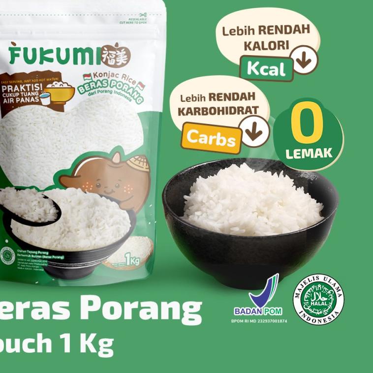 

♂ Fukumi Konjac Rice Beras Porang Pouch 1 kg Halal MUI ✫