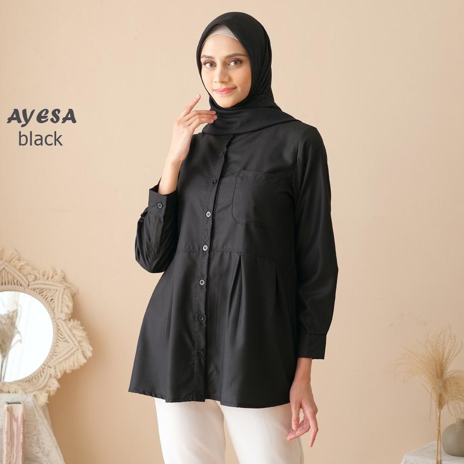 TERMURAH X25 COD - M, L, XL, XXL - ORIGINAL Ayesa Top SKU ke 1 - Pakaian Kemeja Kerja Wanita by Hija