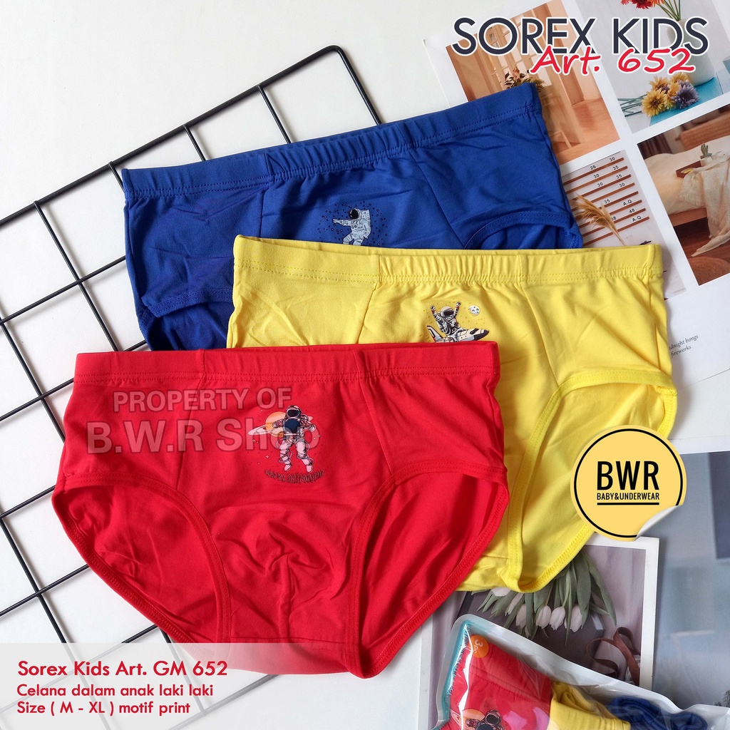 [ 3pc ] CD Sorex GM 652  Warna / Celana Dalam Anak Sorex Laki Laki Motif Sorex Gm652 | Bwr