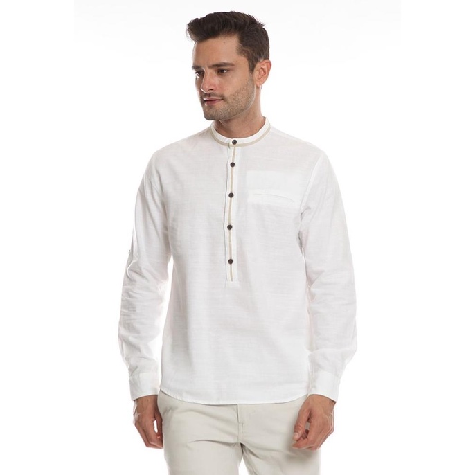 TERBARU Manzone Kemeja Koko Lengan Panjang GRONZY-NAVY /BAJU KOKO PRIA/BAJU KOKO DEWASA/BAJU KOKO AN