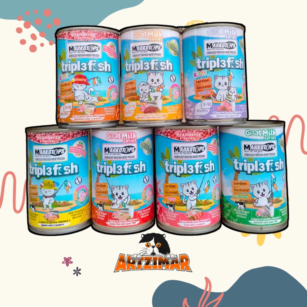 Markotops Kaleng Triplefish Cranberry/Goat Milk Series 400gr Wetfood Markotops