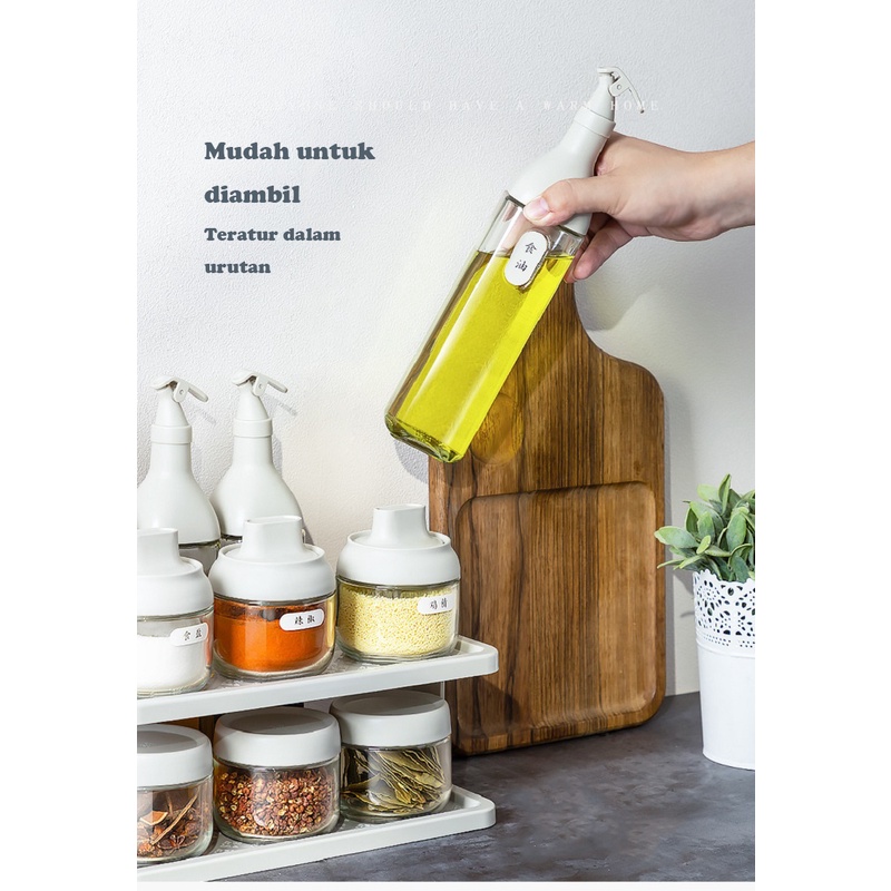 Mi.more 11Pcs/Paket Bumbu Dapur Set Dengan Rak Seasoning Jar Storage Set with Rack / Rak Dapur Set Dengan Botol