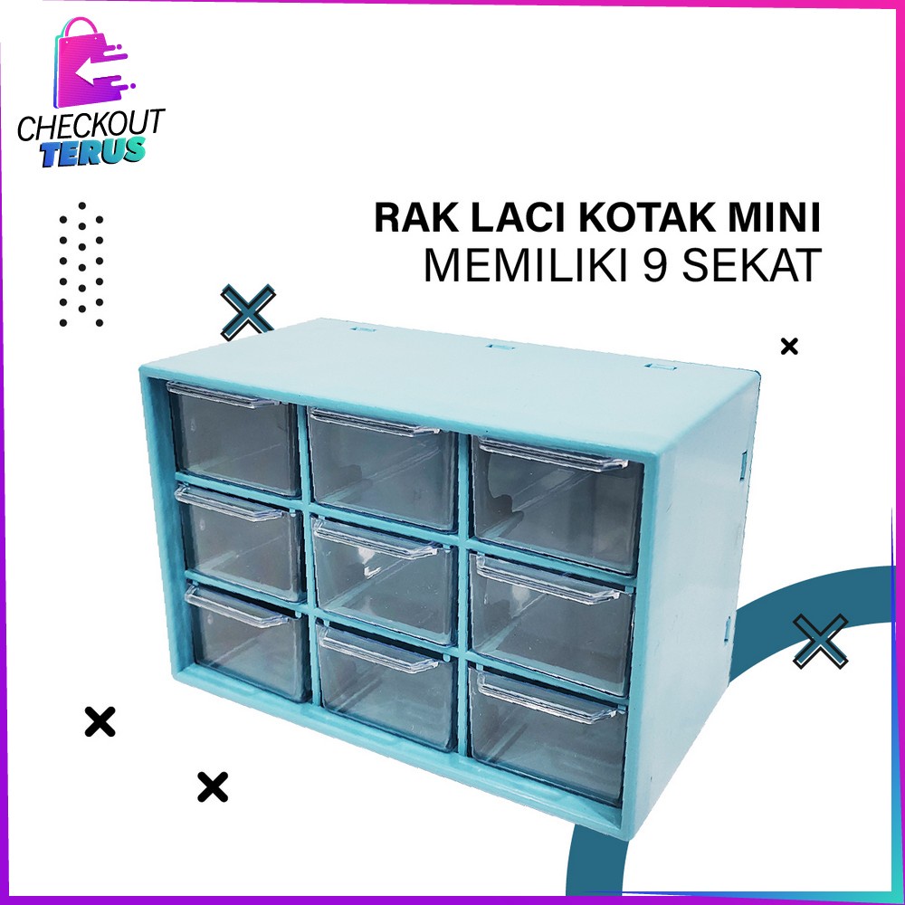 CT C804 Kotak Laci Perhiasan Storage Box Multifungsi kotak Aksesoris Mini 9 Sekat / Kotak Penyimpanan Aksesoris Serbaguna Laci Mini