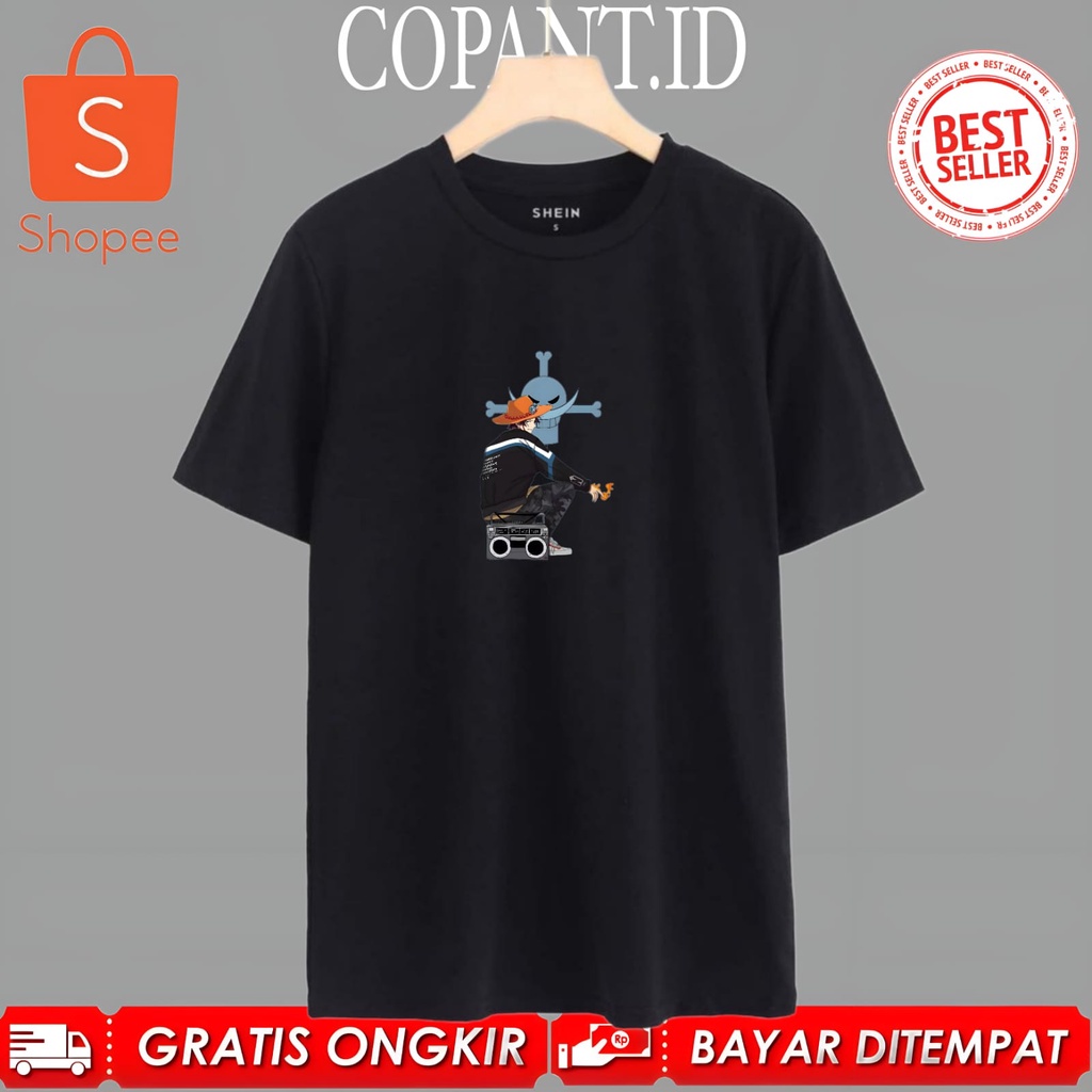 (COD) T-Shirt Kaos Luffy Membelakang Hitam Kaos One Piece Kaos Logo One Piece Kaos Bergambar Kaos Di