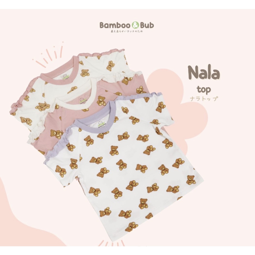 Bamboo And Bub Nala Top - Kaos T Shirt Atasan Anak Adem Baju Fashion Lengan Pendek