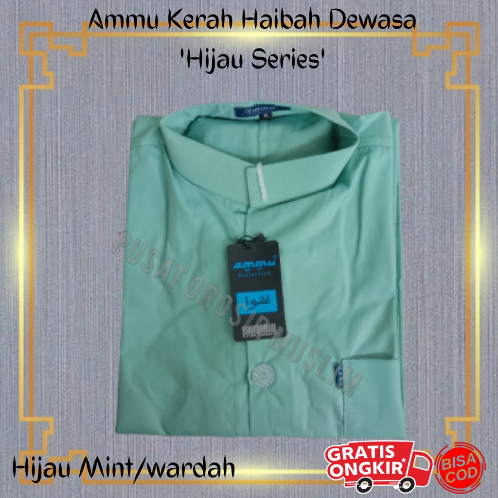 Baju Koko Ammu Haibah Dewasa Hijau Mint/Wardah Termurah 