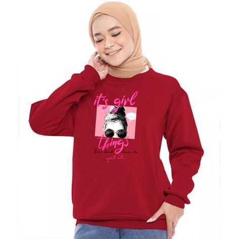 Kaos Lengan Panjang DTF IT'S GIRL Warna Baru / Kaos Sweatshirt / Atasan Wanita / Atasan Wanita Lengan Panjang