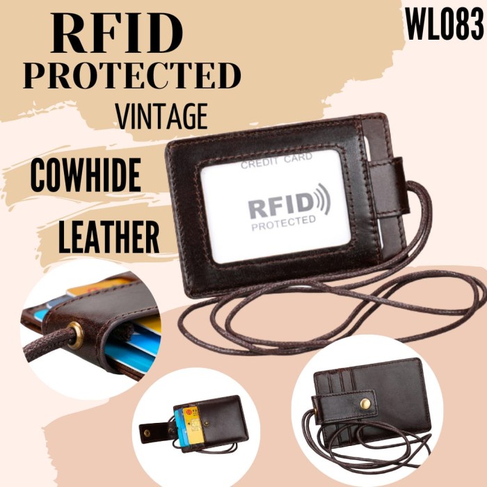 

Rfid Protected / Id Card Holder Rfid Kulit Asli Pria Wl083 Star Seller