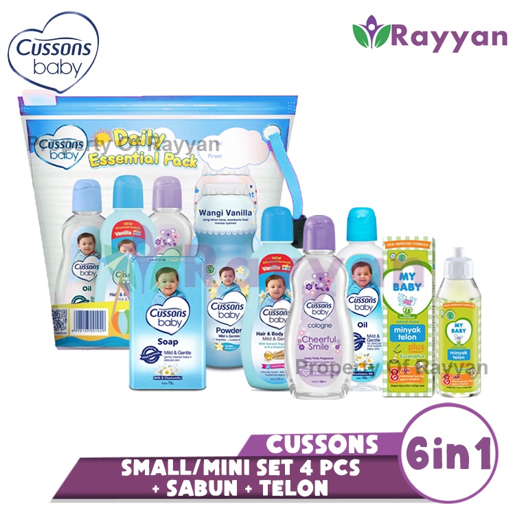 [CS]Perlengkapan Cussons Baby gift Small Mini Bag 7in1 Ungu/Pink/Biru Plus Sabun dan Telon| Mini Set isi 7 pcs Perlengkapan mandi 7in1 My Baby Telon 30ml | Sabun Batang Cussons 75g