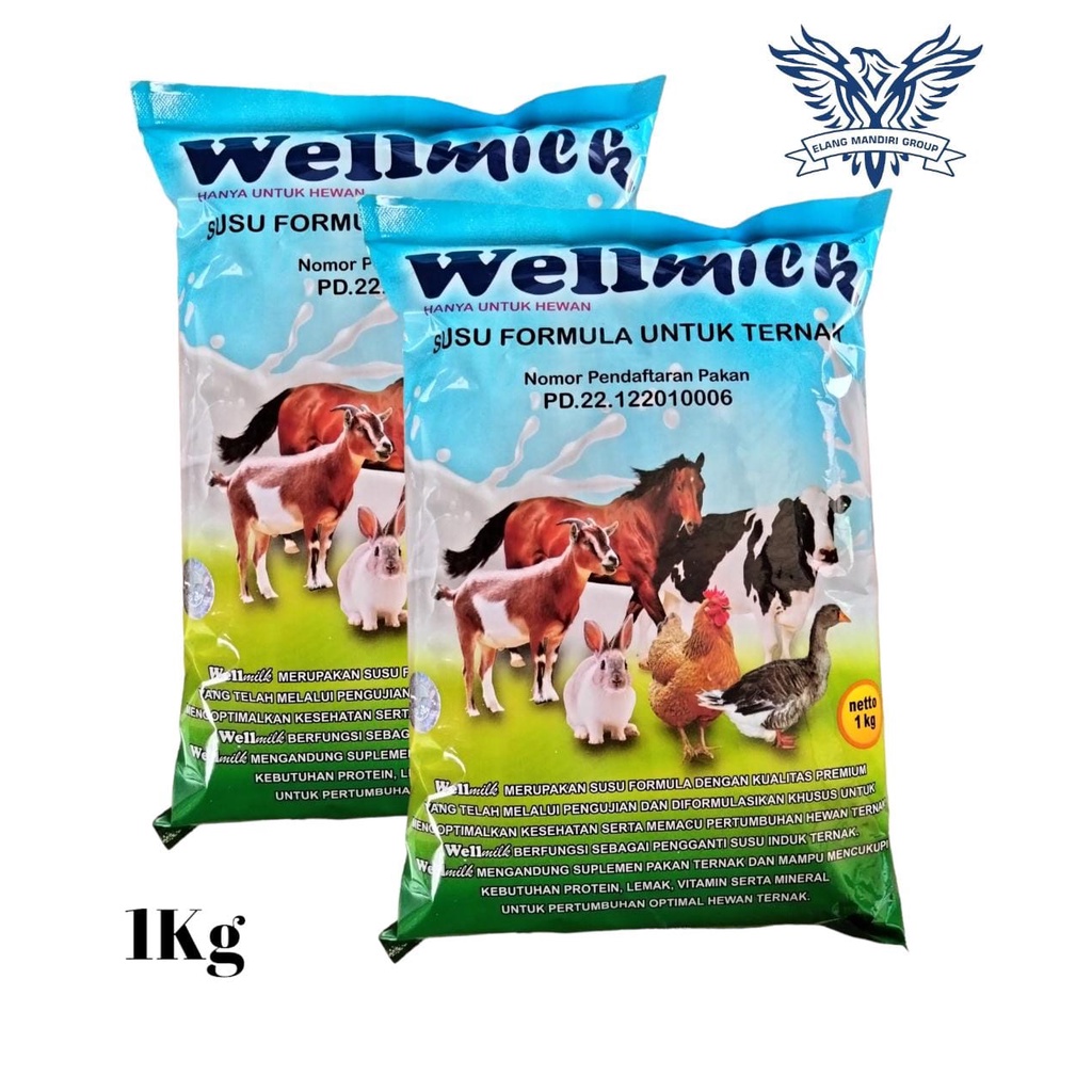 SUSU HEWAN  WELLMILK 1kg PREMIUM Untuk anak Hewan penganti INDUK PROFAT MAXINOS