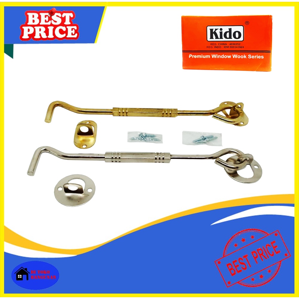 Hak Angin 8&quot; KIDO Model Segi Enam Varian Silver - Gold Penahan Jendela