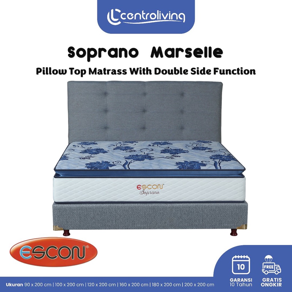 Kasur Springbed ESCON Type Soprano Marselle Single PillowTop  -  Fullset-  Promo Berkualitas Terbaik