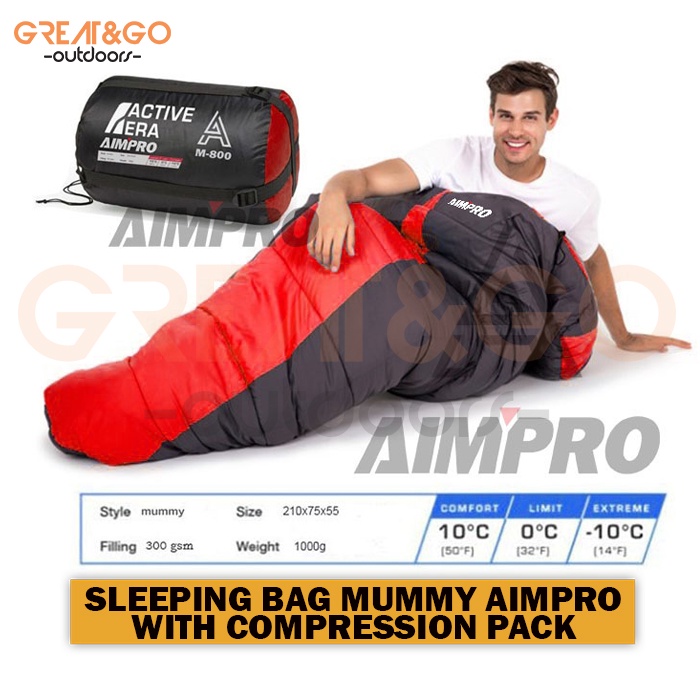 Sleeping Bag Mummy SB Mumi Lebih Tebal dan Hangat - Sleeping Bag MUMMY AIMPRO WITH COMPRESSION PACK