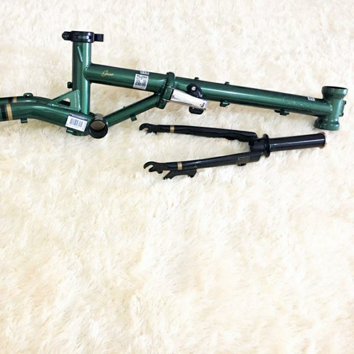 Frame Fork Fnhon Gust Hijau emerald &amp; Hp Handle post Discbrake DB Disc