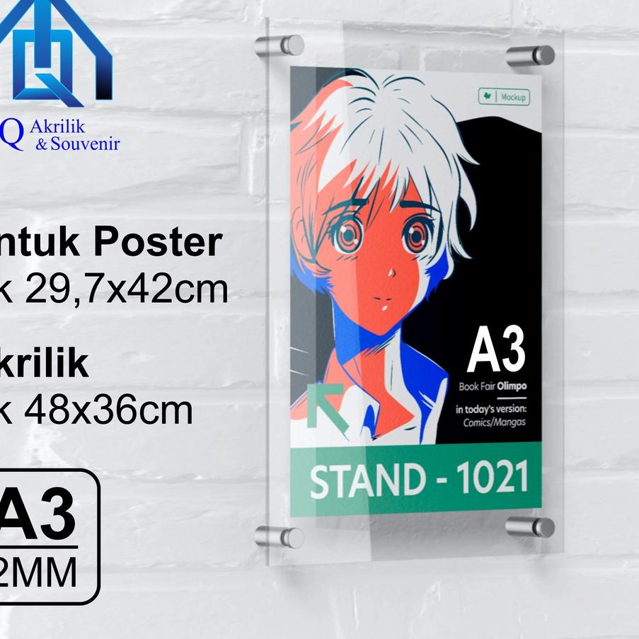 ➧ Frame Akrilik  Dinding | Pigura Akrilik Dinding | Frame Display Akrilik Ukuran A3 ○