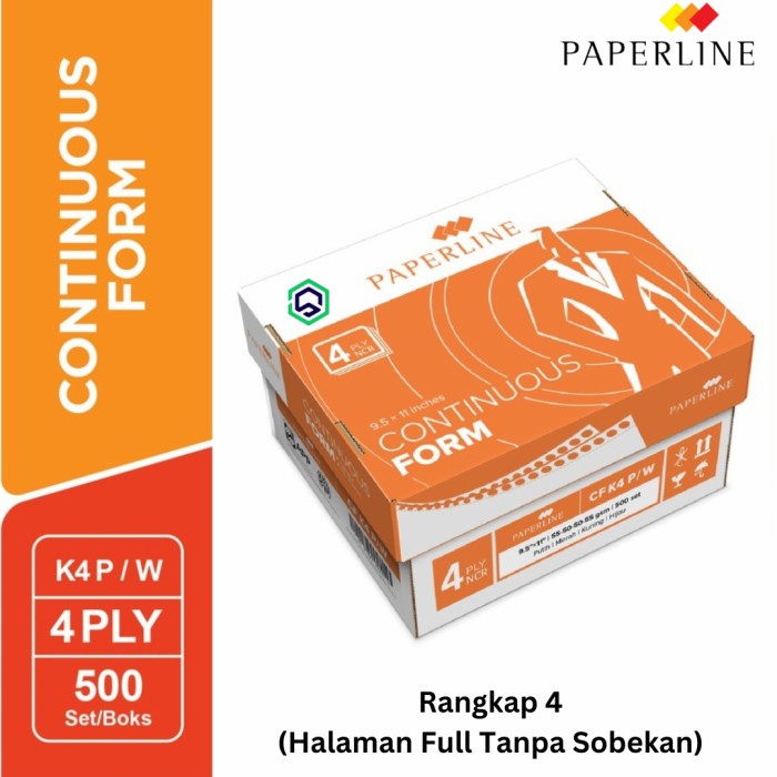 

Best Seller Continuous Form Kertas Komputer Paperline 9.5 X11 4 Ply Rangkap Cf K4