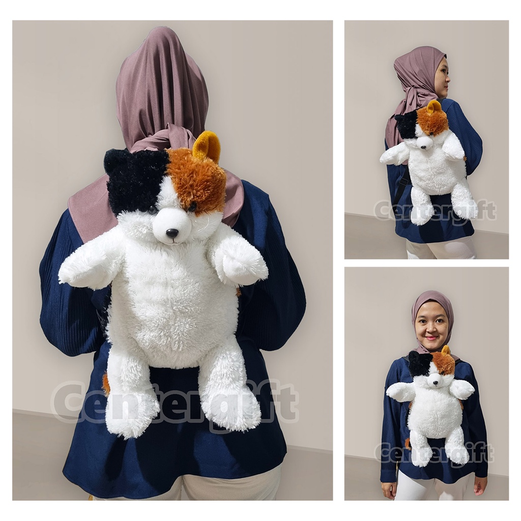 Tas Kucing Esmeralda Ransel Bulu Gemoy Tas Boneka Karakter Kucing Lucu Fashion Dewasa dan Anak