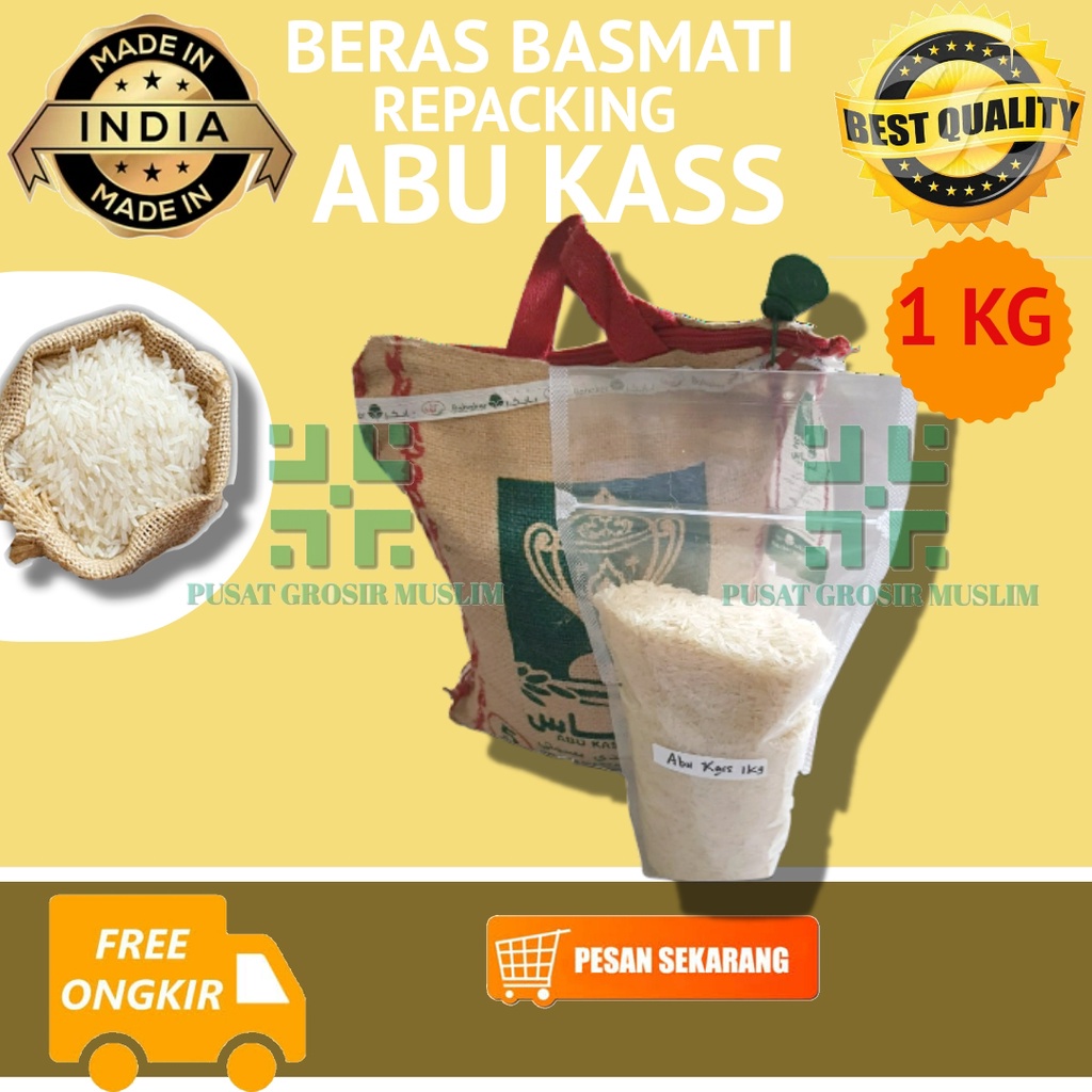 Promo Beras Basmati 1kg 1 kg Premium Daawat, Abu Kass, White Pearl Original Dijamin Atau uang kembali!!!