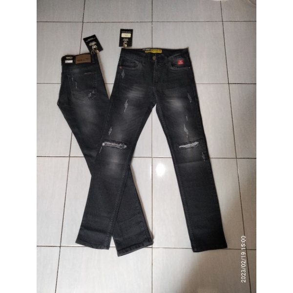 celana jeans panajang pria distro || celana distro pria polos riped jeans