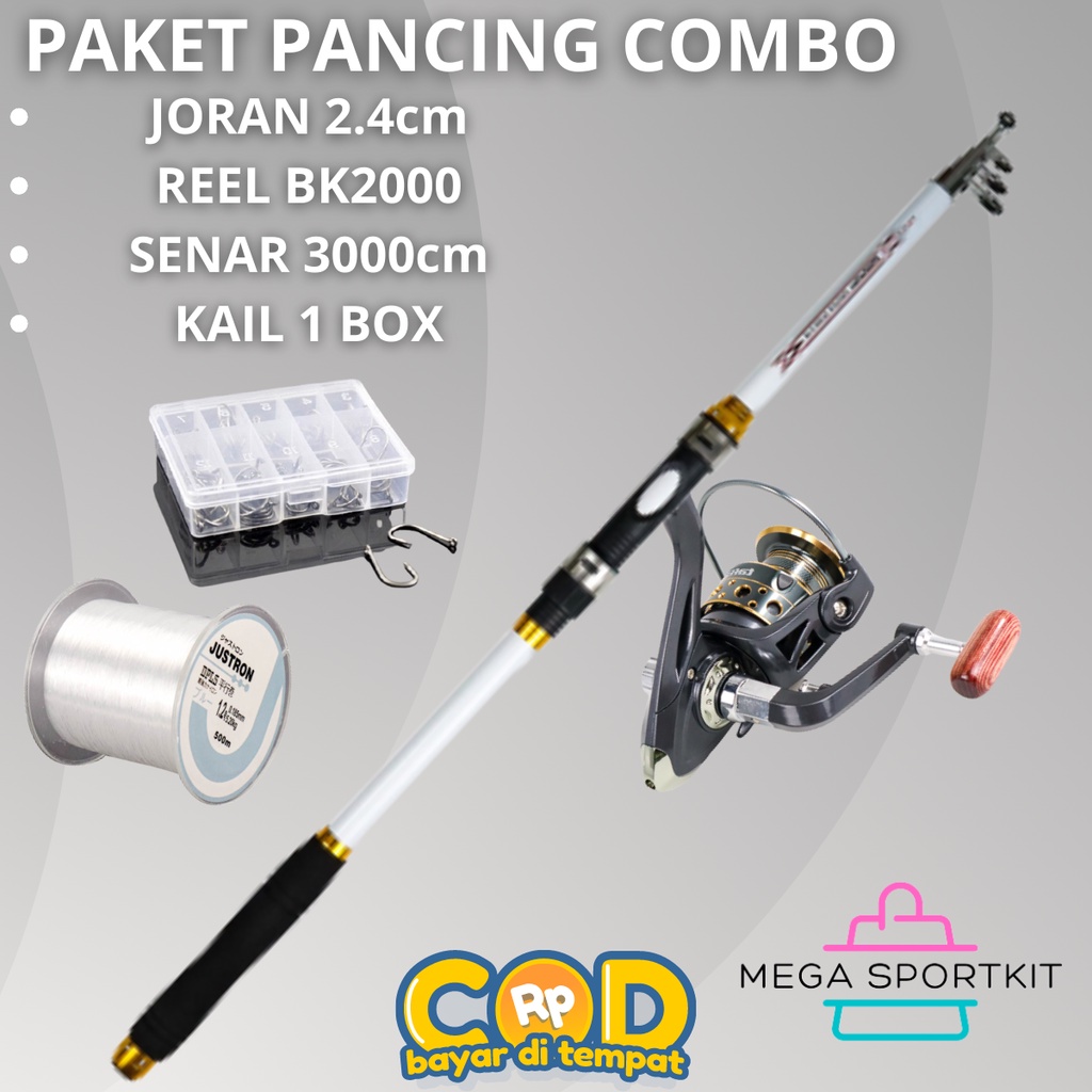 PROMO PAKET MANCING JORAN 240cm Reel BK2000 Rel Pancing Spinning Fishing 5.2:1 Ball Bearing 13 - Gun