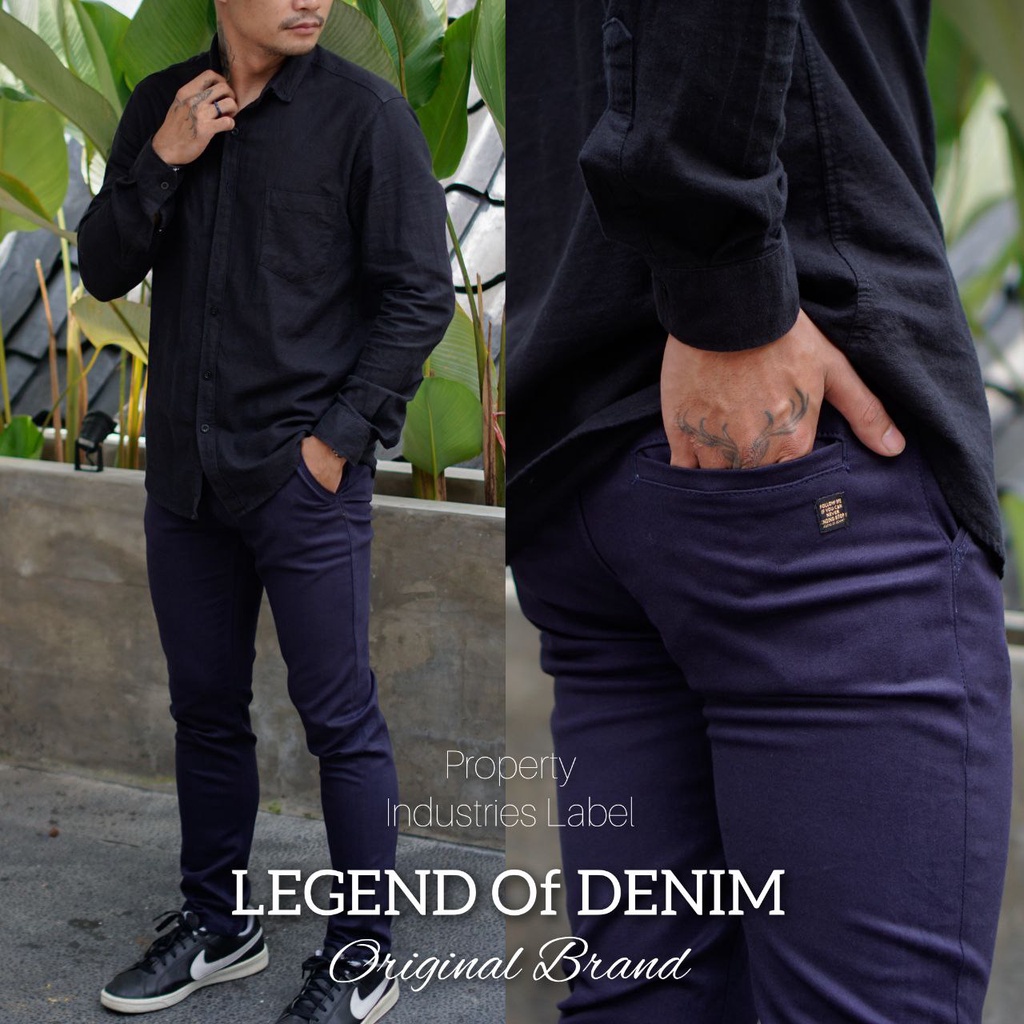 LEGEND OF DENIM ORIGINAL Celana Panjang Chino Pria model Casual chino panjang cowok original Navy