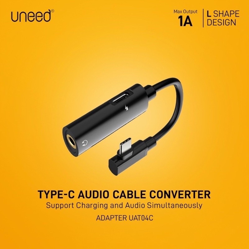 UNEED AUDIO SPLITTER CHARGING ADAPTER TYPE C TO AUDIO JACK 3.5MM -UAT04C FOR XIAOMI OPPO VIVO ASUS BY SMOLL