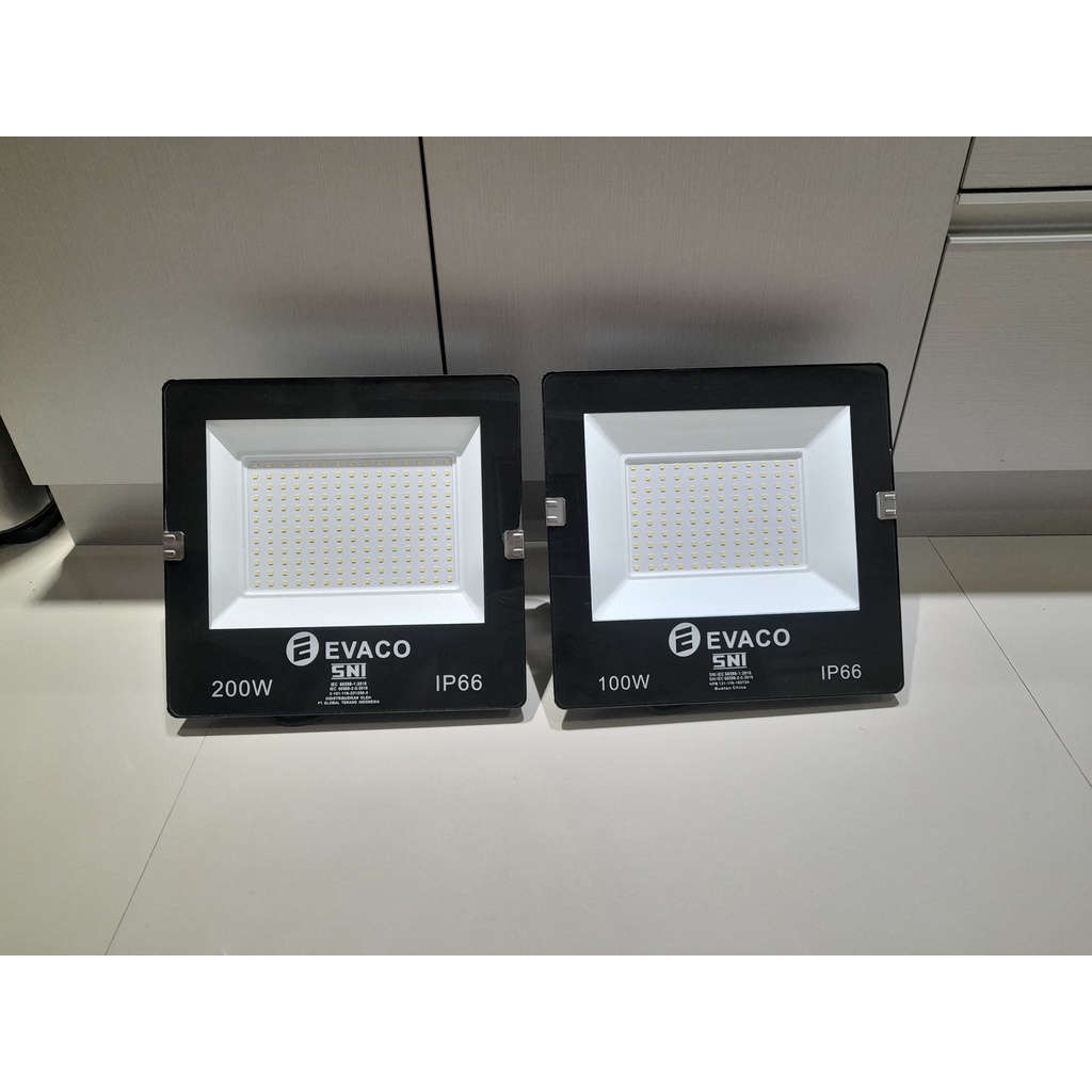 LAMPU SOROT LED /TEMBAK 100 WATT &amp; 200 WATT EVACO IP 66 OUTDOOR SNI -PUTIH