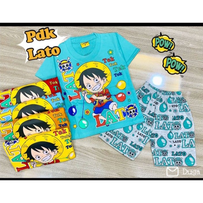 BAJU ANIME VIRAL TEK TOK LATO-LATO TERBARU UMUR 1-11 TAHUN / SETELAN KAOS LENGAN PENDEK ANME ONE PIE