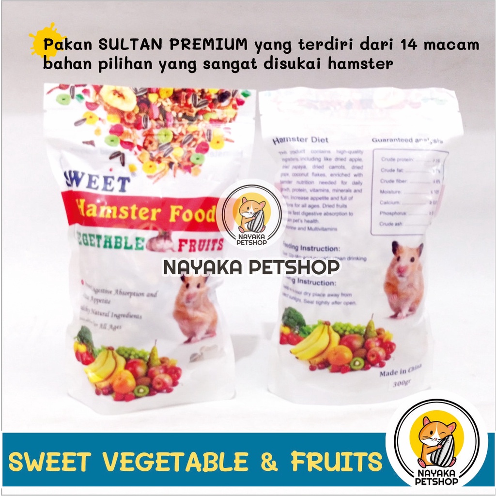 Sweet Vegetable Fruits 300 gr Pakan Hamster Premium Makanan Racikan Buah Sayuran Kering Hamsfood Hamfood Mix