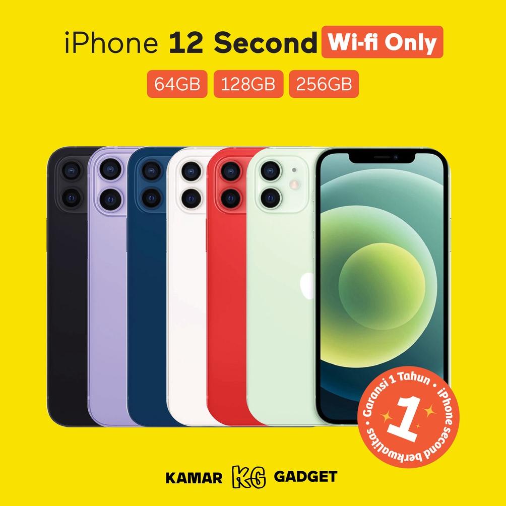 (WIFI ONLY)  iPhone 12 Second/Seken  64gb 128gb 256gb Red Blue Black White Purple Green Kamar Gadget