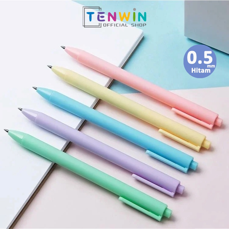 

0.5mm Hitam Gelpen /pulpen aesthetic /Pen/ Gel Pen /Pulpen/ Pena Macaron color-Tenwin