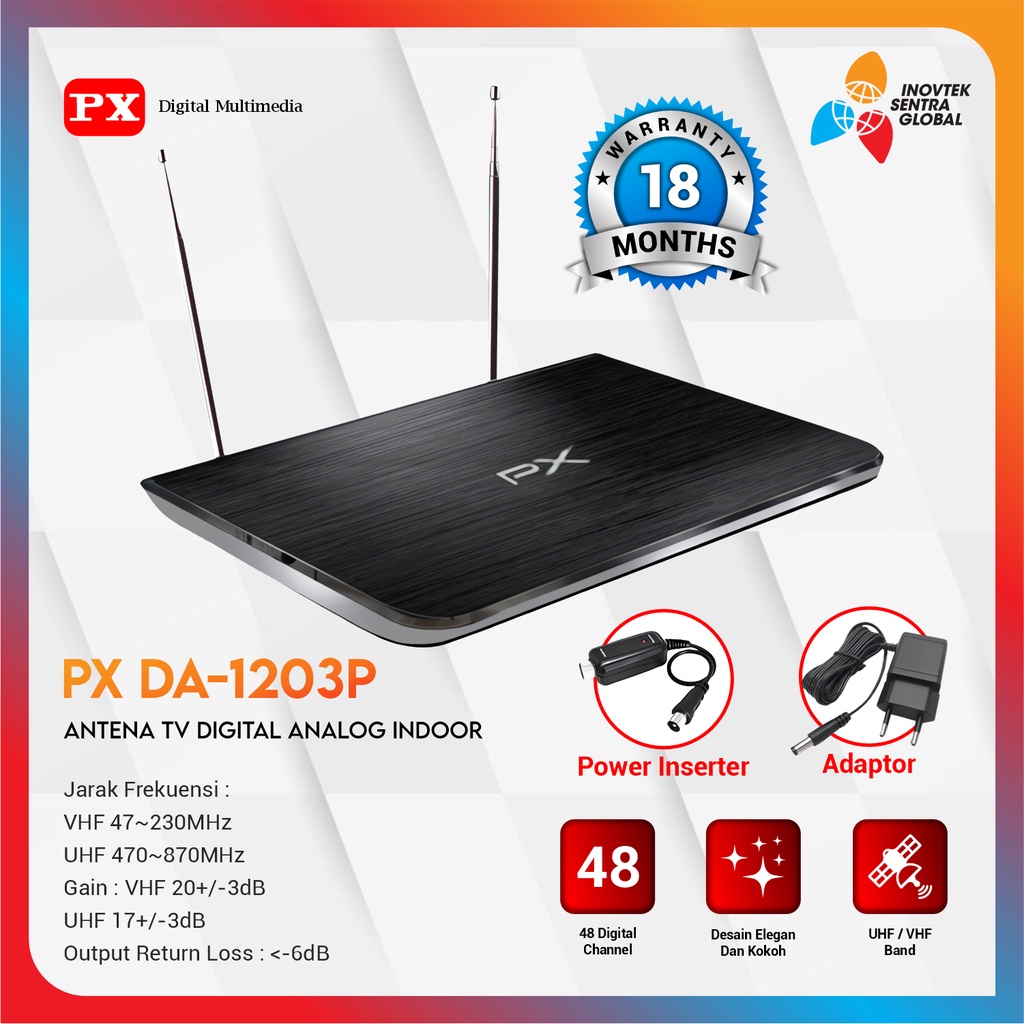 PX DA-1203P Antena TV Digital Indoor DVB-T2 - Garansi Resmi