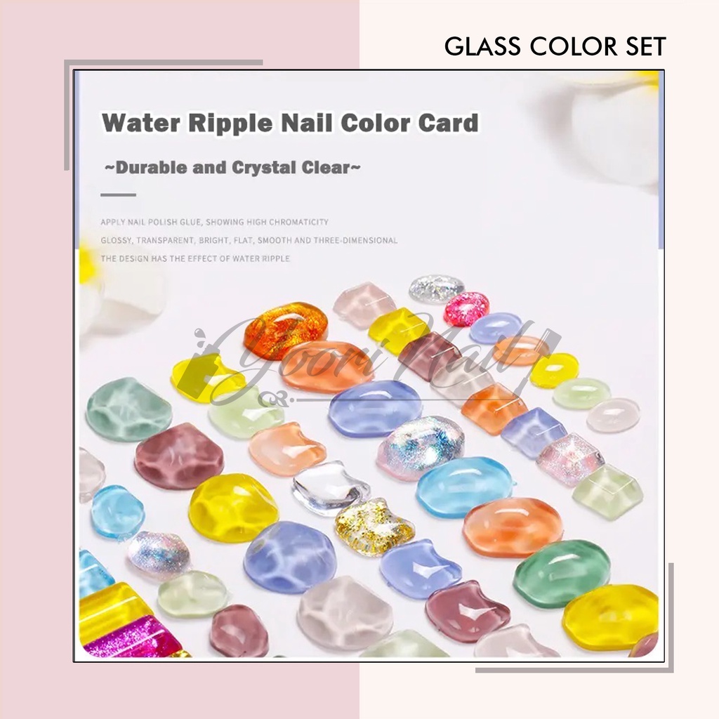 40pcs Glass color set 40 pcs display kutek nail art katalog warna kuku color chart