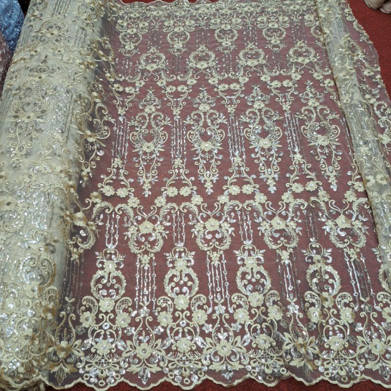 kain tile lace bordir full payet