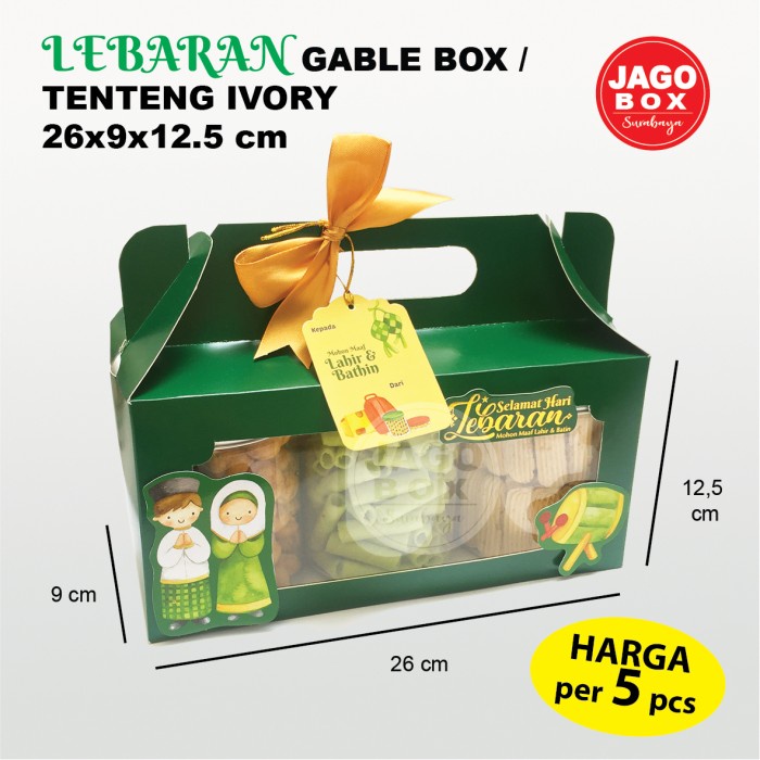 

5 BJ - Gable Bos | Dos Tenteng LEBARAN 26x9x12,5 cm Ivory Hijau