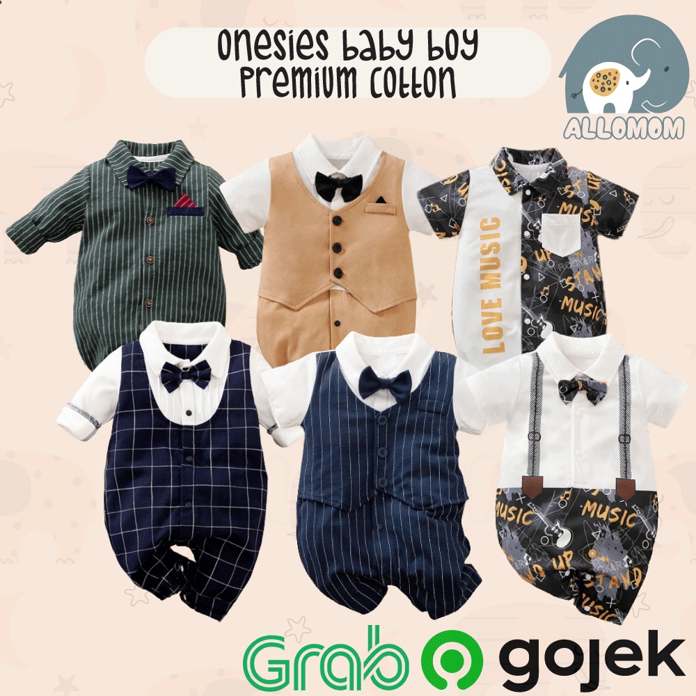 Baju Pesta Bayi Cowok / Laki / Romper Baby Boy Onesies Bahan Katun Include Dasi