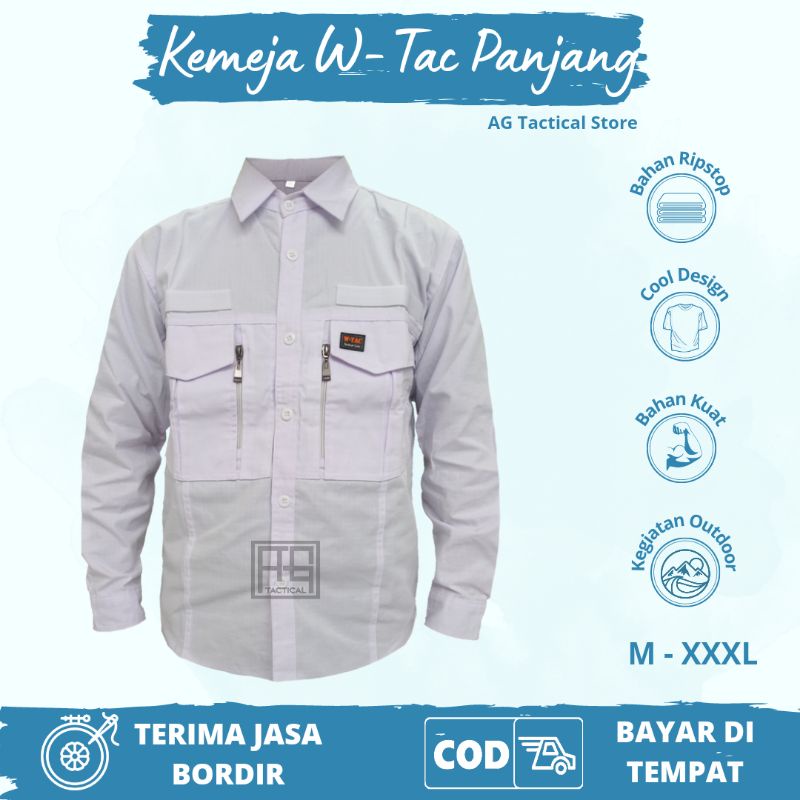 Kemeja Tactical W-TAC Tangan Panjang / Baju Kemeja Tactical Lapangan PDL / Hem Atasan Kemeja